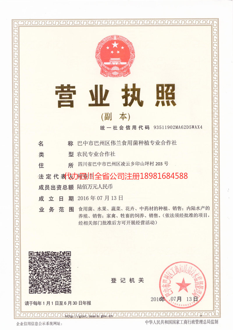 阜新阜新伟兰食用菌种植专业合作社